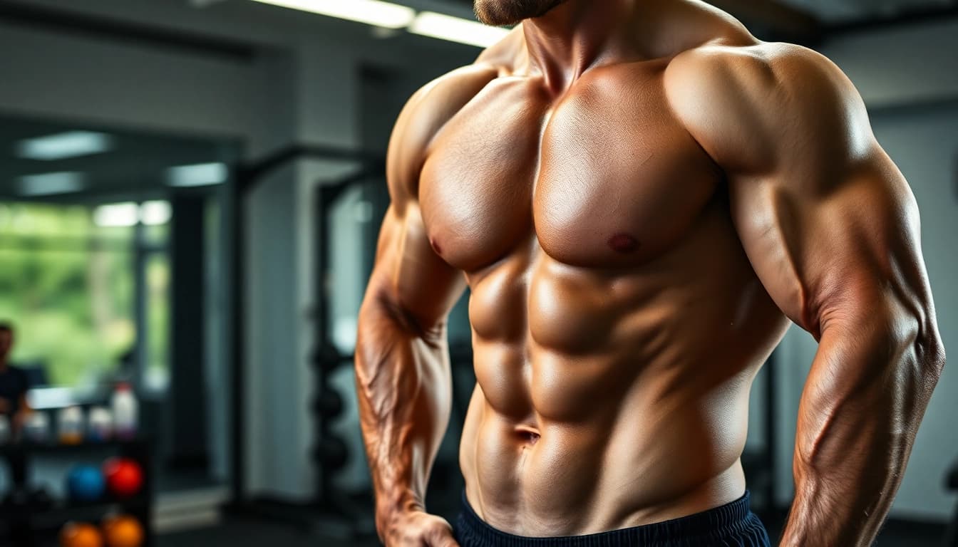Bild eines Bodybuilders mit Unique Pharma Steroids für den Muskelaufbau