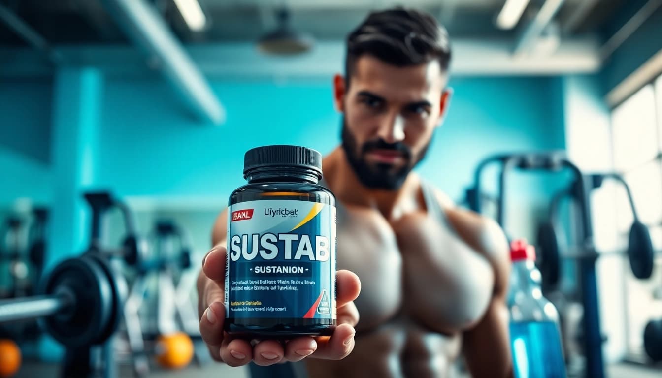 Sustabal Sustanon in action-packed fitness environment showcasing dedication and health.