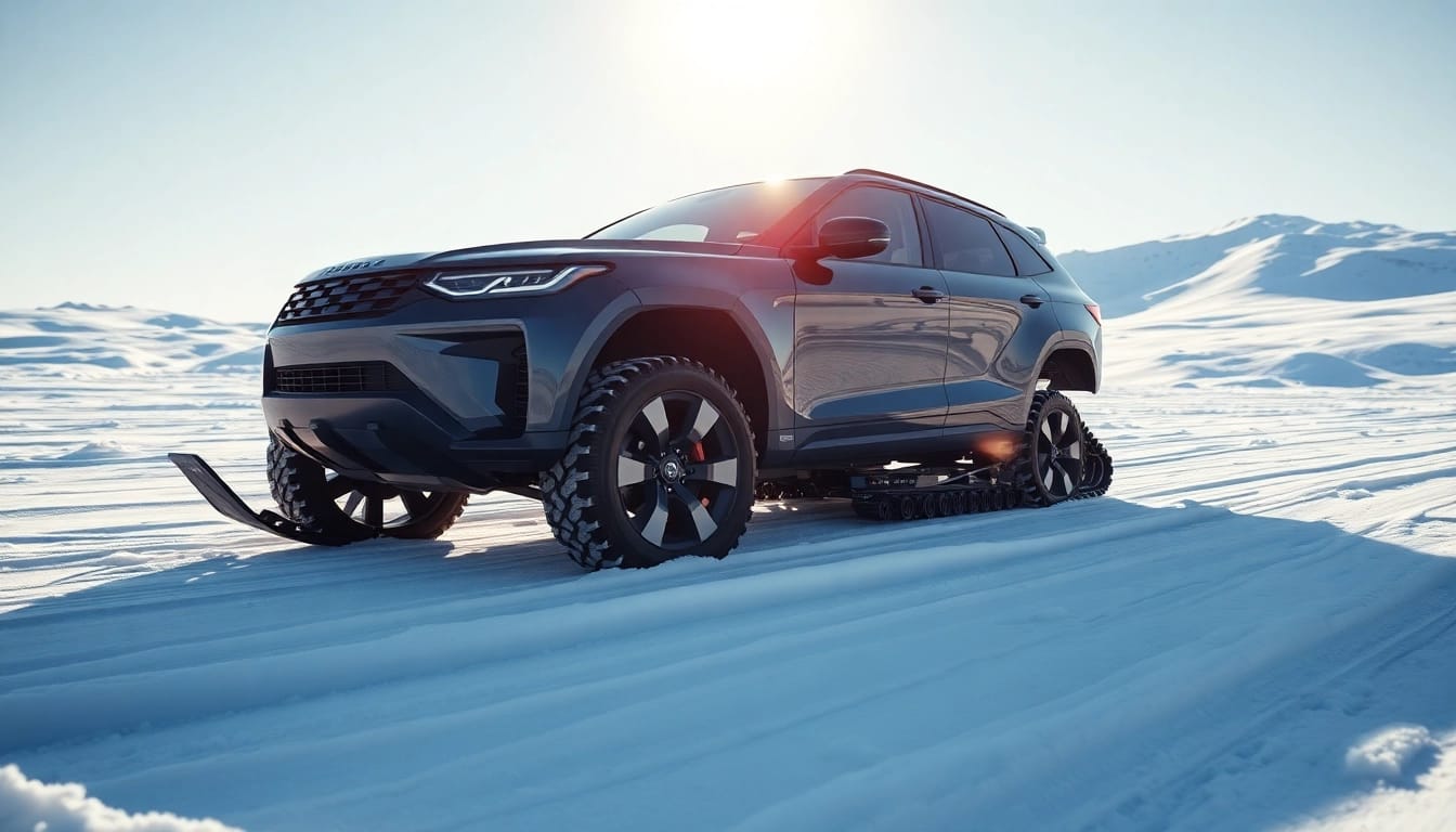 Auto Kufen in action on a snow vehicle, showcasing performance and design.