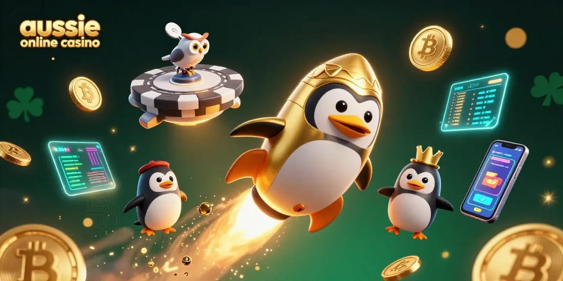 Engage with the exciting aussie online casino ecosystem led by a rocket-powered penguin and a poker chip space station.