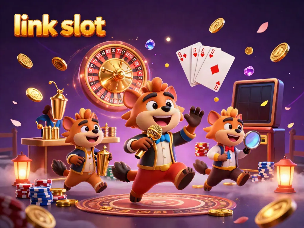 Cascade golden coins and show the excitement of link slot with hyenas in a comedy casino club.