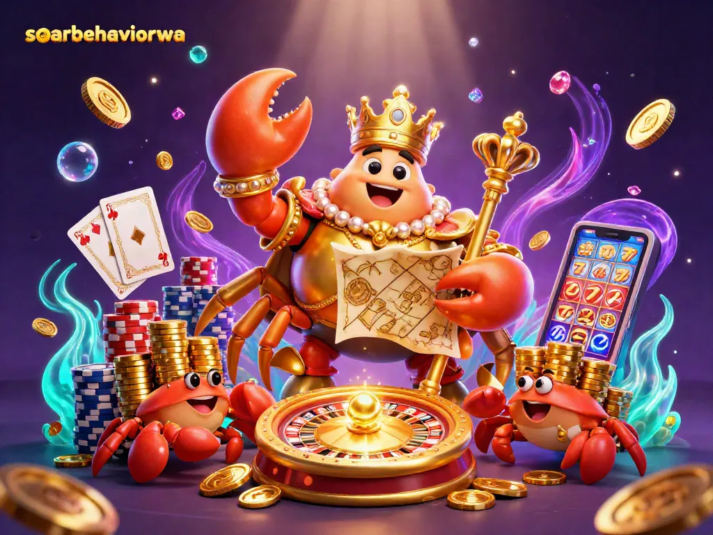 Spin and win big in soarbehaviorwa with the dazzling casino scene featuring a golden crab emperor!