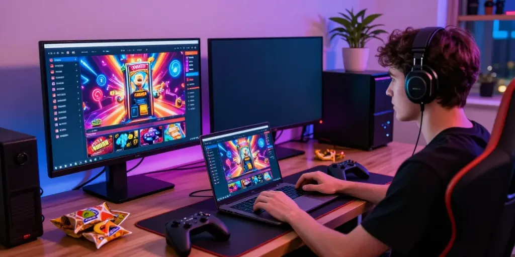 Engaging gaming scene showcasing iwin with colorful interfaces and dynamic play.