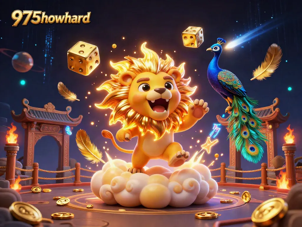 Experience gaming excitement with 975howard's vibrant 3D casino illustration depicting thrilling elements and characters.