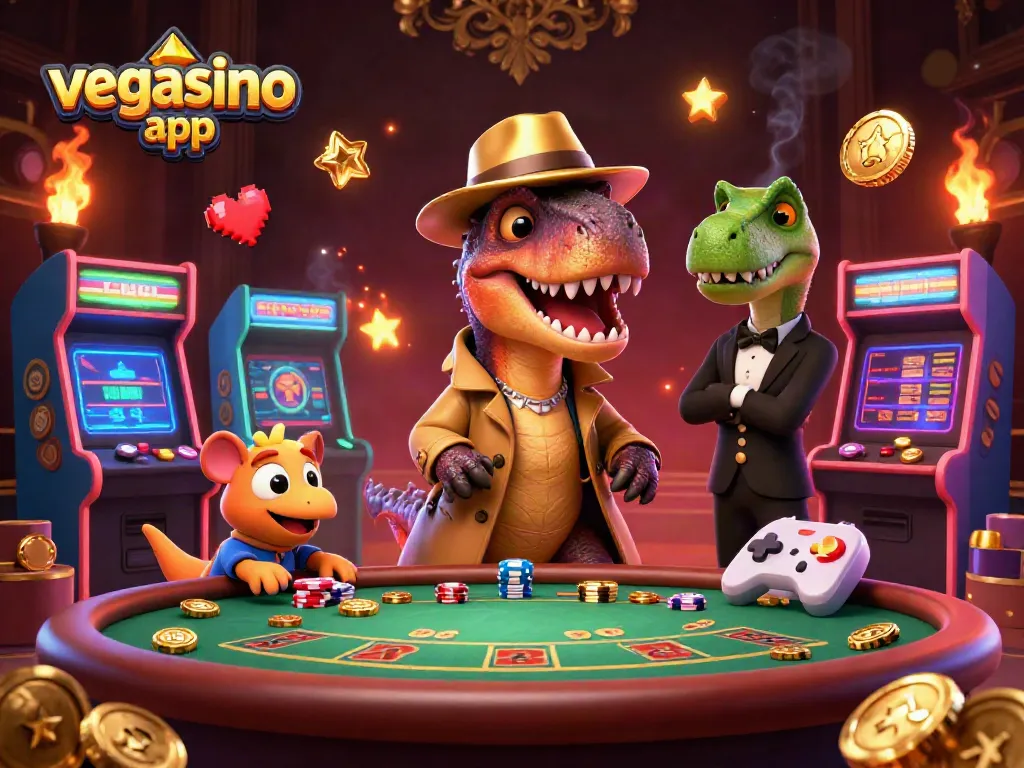 Engage with the vegasino app, where a velociraptor card counter meets lively 3D gaming elements.