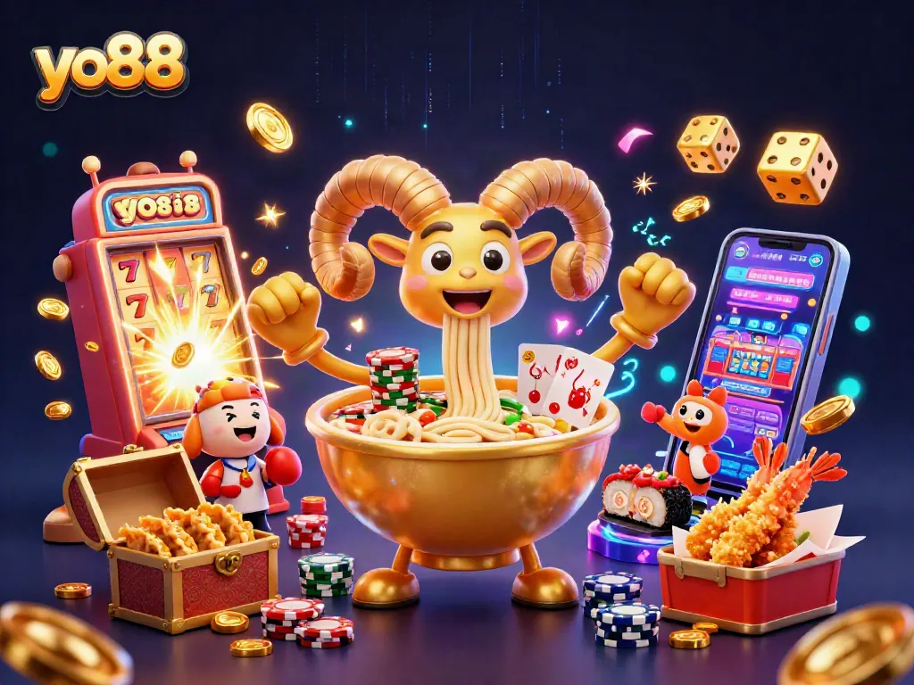Enjoy thrilling gameplay with yo88 through captivating illustrations of dynamic casino characters and vibrant gaming elements.