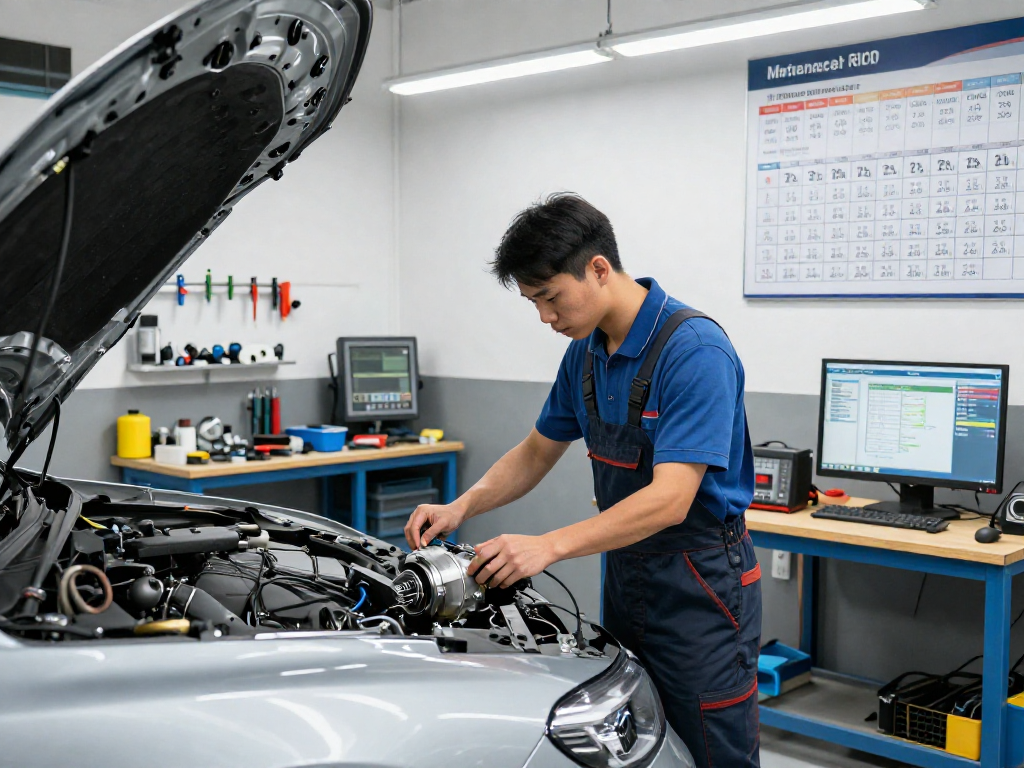 DPF Reinigung Hannover: Techniker inspiziert Dieselpartikelfilter in professioneller Werkstatt.