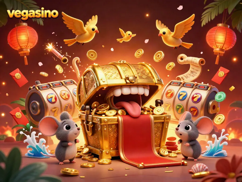 Spin slot reels and win big at Vegasino with adventurous mice and golden treasures.