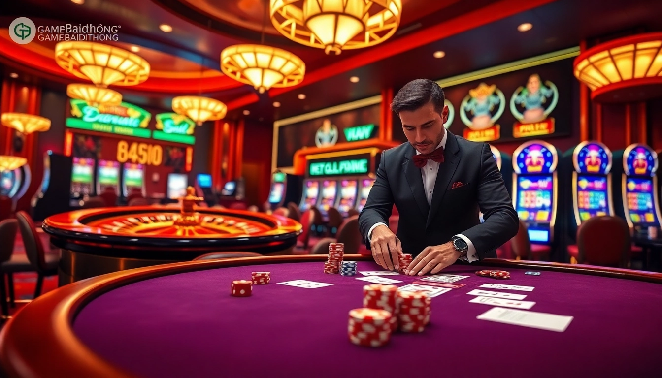 Experience the thrill of gamebaidoithuong at a luxurious poker table filled with excitement.