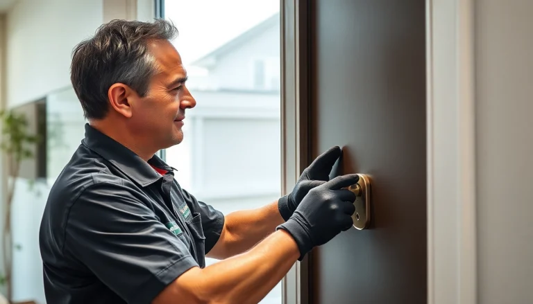 Professioneller Schlüsseldienst, der Notdienstleistungen in Speyer anbietet und eine Tür fachkundig öffnet.