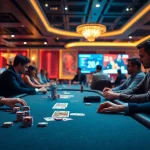 A magyar online kaszinó részleteivel, izgalmas játék közben a játékosok asztalnál ülnek.